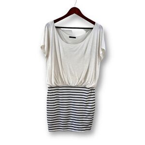 Soprano cream top & black stripe mini dress size S
